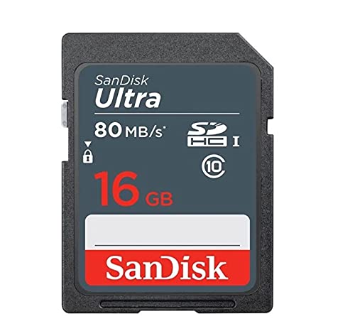 SanDisk 16GB Ultra SDHC UHS-I Class 10 Memory Card 80MB/s U1, Full HD, SD Camera Card SDSDUNS-016G-GN3IN (5 Pack) Bundle with (5) GoRAM Plastic Cases