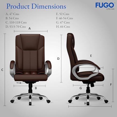 Image of FUGO FG17 Orthopedic Boss Chair with 3 Year Warranty | Leatherette Office Chair | Ergonomic Executive Chair with Spacious Cushioned Seat | Heavy Duty Metal Base | Rocking Function (Brown)