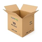 GM 10 Scatole Cartone Doppia Onda 40x30x25h cm – Extra Resistenti per Imballaggio, Spedizioni e Traslochi – Rinforzati, Per Prodotti Fragili e Pesanti, E-Commerce Professionale, Vari formati