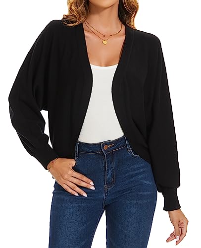 MINTLIMIT Women's Cardigan Sweaters Batwing Long Sleeve Lightweight Cropped Bolero