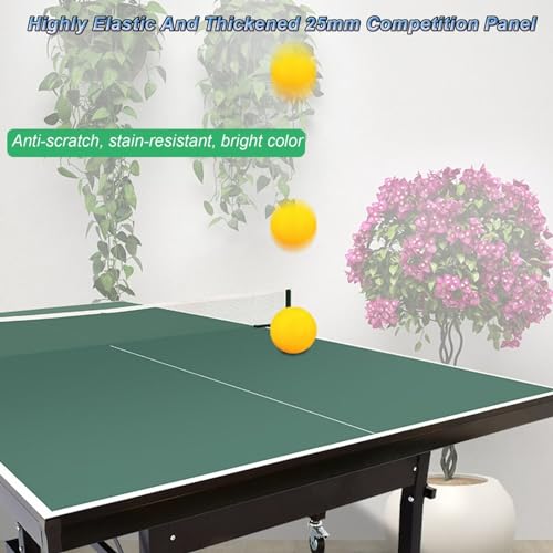 Pingpong-Tisch, tragbarer Tischtennistisch für drinnen und draußen mit 8 Rädern, Bällen und Netz, professioneller Rolltisch in voller Größe, strapazierfähig, 274 x 155 x 76 cm, einfache Mont – Bild 8