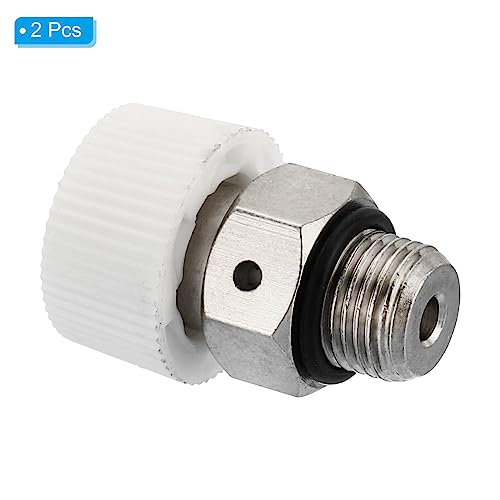 PATIKIL 1/8 BSP 2Pack Stecker Gewinde Manual Heizkörper Entlüftung Ventile Vernickelt Messing Steckventil ohne Schlüssel für Heizkörper Silber Weiß