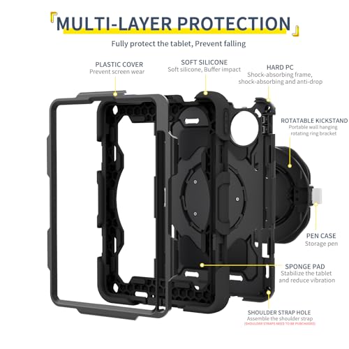 Carcasa Huawei MatePad Mini 8.8 robusta negra con correa de hombro 5