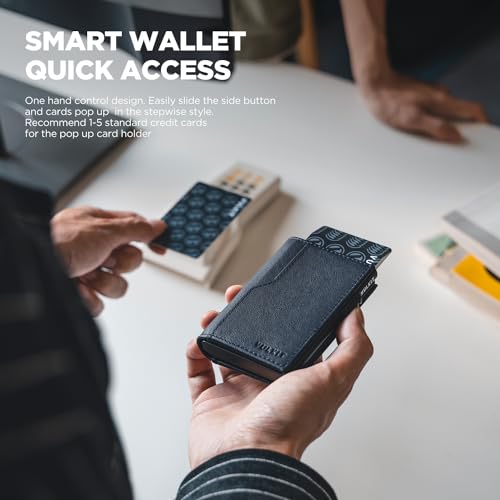 Image of VULKIT Card Holder Wallet with Double ID Windows RFID Blocking Pop Up Wallet Minimalist Design for 12 Cards