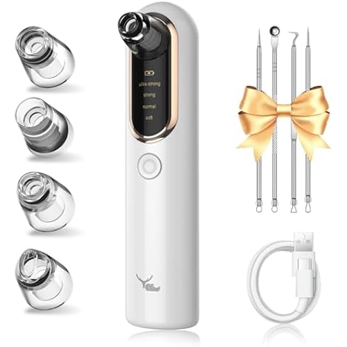 Yccu Blackhead Remover Vacuum Pore Extractor Black Head Remover for Face Blackhead Extractor Pore Vacuum Pimple Extractor Skin Tag Remover Tool Pore Cleaner with USB Charge 4 Modes 5 Suction Heads
