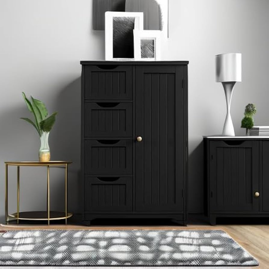 Amazon.com: Yaheetech Wooden Bathroom Floor/Side Storage