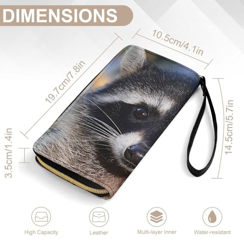 Northern Raccoon's Face Portable Long Wallet for Women Men Zipped Travel Purse Credit Card Holder Coin Pouch2
