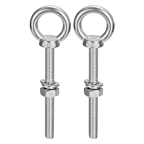Image of uxcell Lifting Eye Bolt, 2 Sets M10x100mm Eye Bolt with Nut Washer 304 Stainless Steel Shoulder Lifting Ring Eye Bolt for Hanging Item