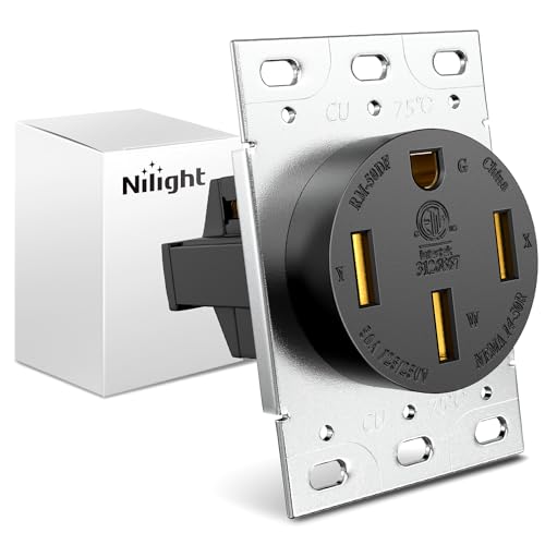 Image of Nilight 50AMP RV Power Outlet 125 /250V ETL Listed NEMA 14-50R | Heavy Duty Receptacle Straight Blade Flush Mounting Replacement Panel for RVs Camper Trailer EV