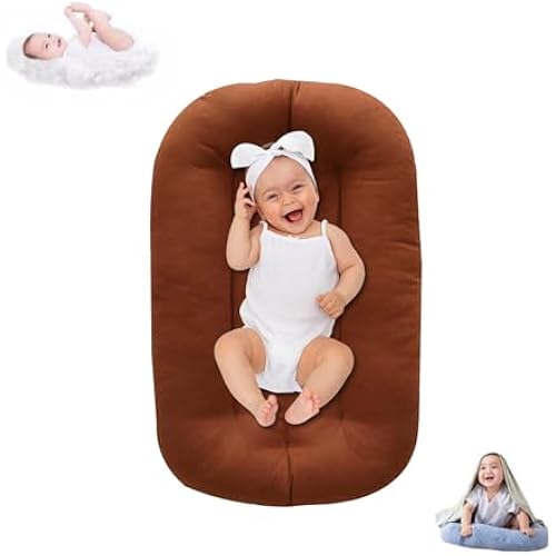 Lucakuins Baby Lounger for Infants 0-12 Months, Bionic Design Baby Lounger Soft Organic Cotton Breathable Lounger, Newborn Babies Essentials Gifts