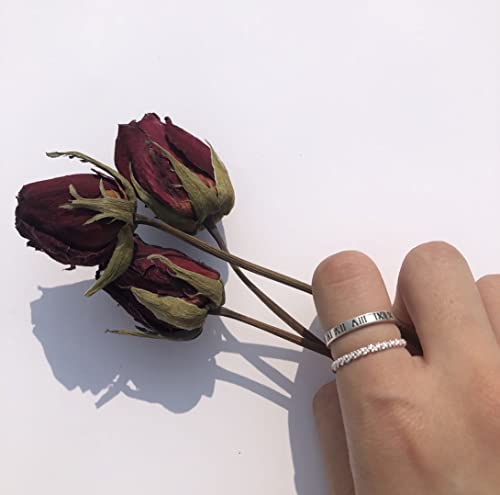 Vintage Knuckle 925 Sterling Silver Rings For Women/Men, Adjustable Rings, Plated Plated Cupronickel, Exquisite Jewelry Gift Box (Roman Numerals) #TOP2