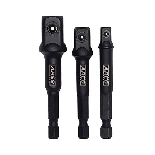 ARES 70000-3-Inch Impact Grade Socket Adapter Set - Turns Power Drill into High Speed Nut Driver - 1/4-Inch, 3/8-Inch, and 1/2-Inch Drive