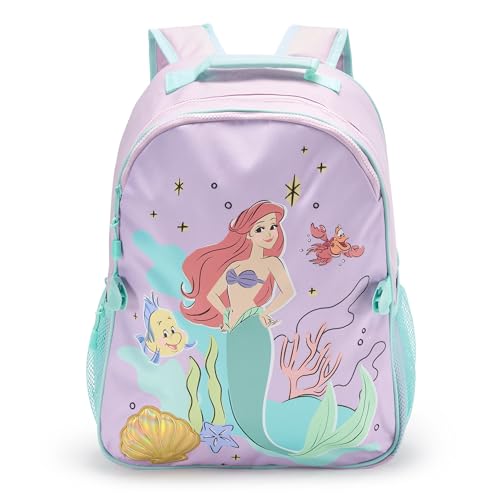 Disney Store Official The Little Mermaid Backpack - Kids Backpack with Embroidered Accents Adjustable Straps Zip Compartments & Mesh Pockets Screen Art Featuring Ariel - Water Resistant