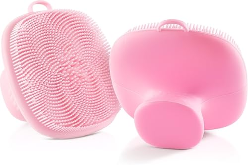Image of Premium Silicone Face Scrubber Brush for Men & Women - Waterproof Facial Cleansing Brush with Soft Exfoliating Bristles, Deep Pore Cleaning, Reusable Skin Care Tool for Face & Body (Pink 2 Pack)