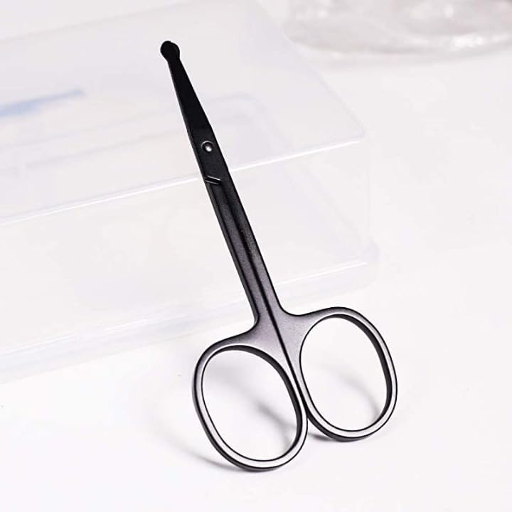SWASCO Nose Hair and Eyebrows Hair Cutting Curved Grooming Scissor | Precision Curved Blade Scissor for Beard, Mustache & Facial Hair| Blunt Round Tip Safely Non-Rusting Nasal Scissors | Silver-picture-11