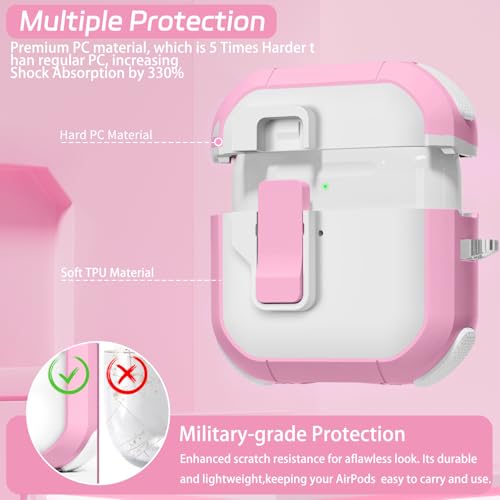 Image of Ekoonpft for AirPods 4 Case 2024, Secure Lock Design Cases for Apple AirPods Pro 4th Generation for Women Girly, Soft Cover with Cleaner,Silicone Wrist Strap,Cute Candy Keychain,Carabiner