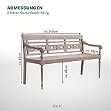 KMH Teak 3-sitzer Gartenbank Harry im Shabby Chic Stil - 3
