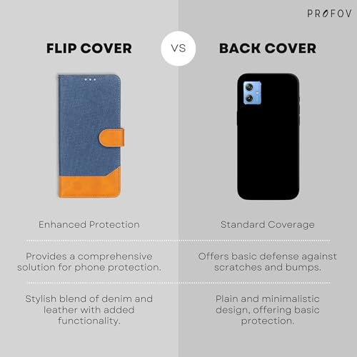 Image of Flip Cover for Moto G54 5G | Stylish | Kickstand Functionality | Denim & Vegan Leather Moto G54 5G Back Case| Magnetic Closure | Classic Blue