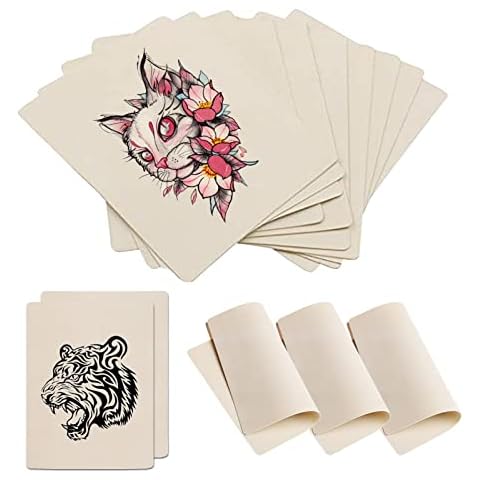 10Pcs Tattoo Practice Skin, Tazay Blank Tattoo Skin Practice Fake Practice Skin For Tattooing Double Sides 8x6" For Microblading Supply Tattoo Supplies Cover
