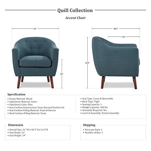 Lexicon Quill Accent Chair, Blue #TOP4
