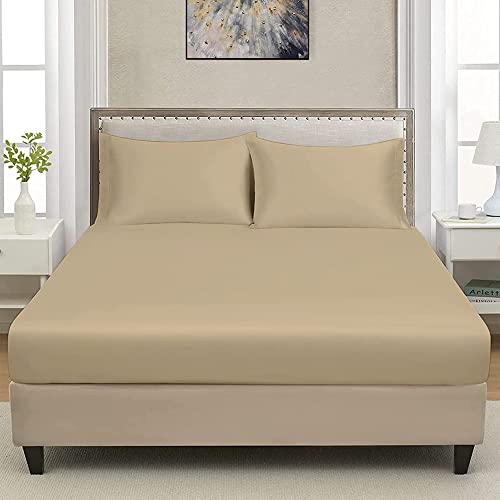 Extra Deep Luxuary Fitted Sheet 25cm Mattress Sheets 50% Cotton 50% Polyester By JRI® (Single, Mocha), 25cm Mocha