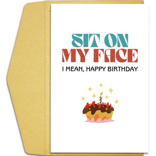 Qiliji Dirty Birthday Card for Wife Girlfriend, Funny Birthday Card from Husband Boyfriend, Raunchy Birthday Gifts for Her, Sit On My Face Bday Card