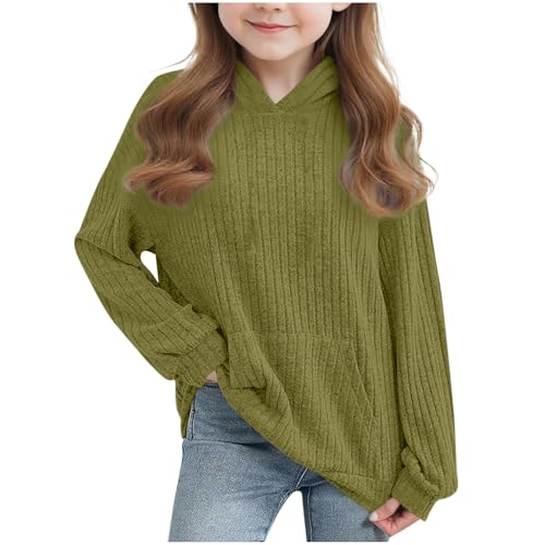Hoodies for Girls Long Sleeve Knitted Pullover Sweatshirts Soft Casual Hoodies with Pockets Comfy Tween Clothes