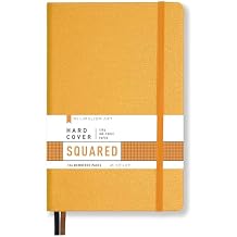 Minimalism Art, Premium Hard Cover Notebook Journal, Medium Size, A5 5.8" x 8.3", 186 Numbered Pages, Gusseted Pocket, Ribbon Bookmark, Extra Thick Ink-Proof Paper 120gsm Squared, Amber