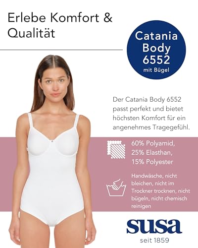 Susa Body mit Bügel I Catania 6552 I 75A ivory I Figurformender Body für Damen aus atmungsaktivem Spacer Material I Formt Taille… – Ansicht 4