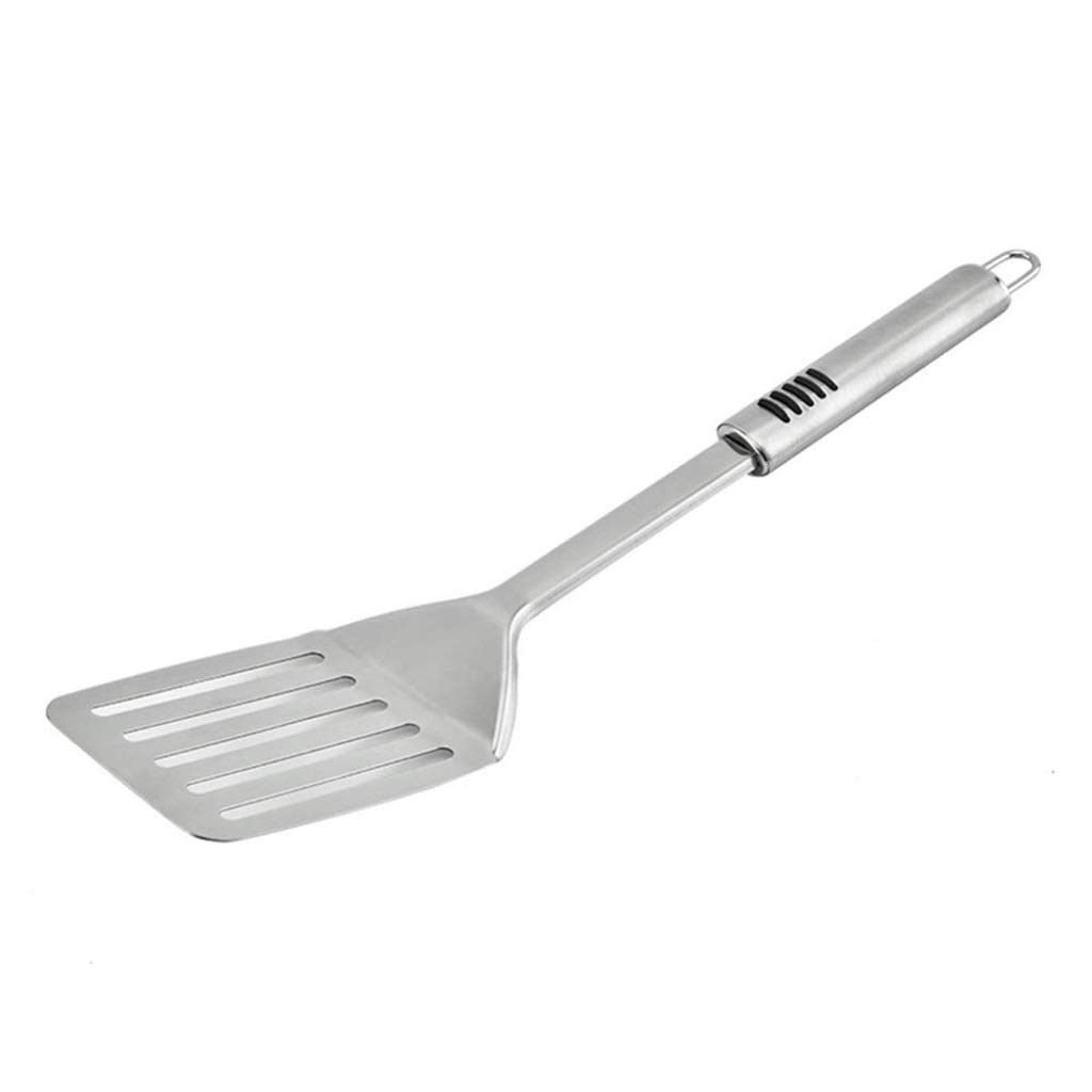 Spatule rainurée en acier inoxydable durable avec son manche ergonomique de haute finition
