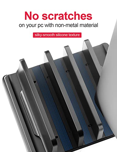 3-Slots-Vertical-Laptop-Stand-for-Desk-Adjustable-Laptop-Stand-Dock-with-Allen-Key-5-in-1-Vertical-Laptop-Holders-Desktop-Organizer-Stand-for-MacBook-PC-Chromebook-ipad-Made-of-Plastic-ABS