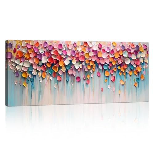 Grandi Puntini Colorati 3D Texture Quadri Moderni Soggiorno,Nordico Minimalista Blu Rosa Stampe Da Parete Moderni Grigio Quadro Su Tela Quadretti Decorazione Camera da letto Cucina Ristorante 120x50cm