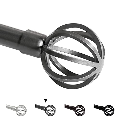 H.VERSAILTEX Window Curtain Rods for Windows 48 to 84 Inches Adjustable Decorative 3/4 Inch Diameter Standard Single Window Curtain Rod Set with Round Cage Finials, Pewter