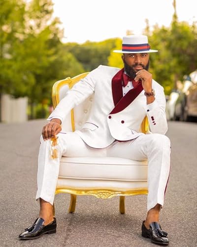 Mens Floral Jacquard Dress Suit 2 Piece Velvet Shawl Lapel Double Breasted Party Suits for Men Wedding JXZ0153