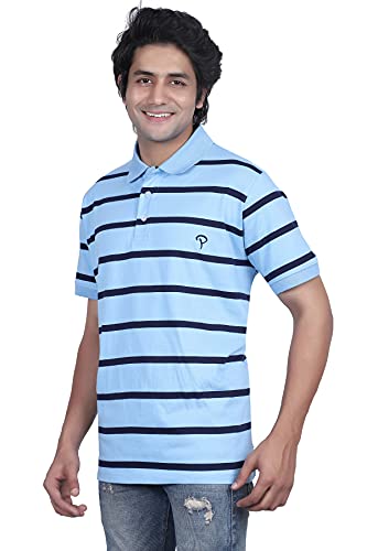 Image of Particle Men's Plus Size Big Size Cotton Polo Collar T-Shirt | Relaxed Fit Striped Half Sleeve | 100% Cotton 210 GSM | Smart Casual | Sizes 2XL-6XL | Breathable Summer Wear