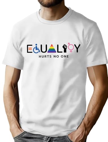 hohololo Herren Pride T-Shirt LGBT Pride T-Shirt Equality Hurts No One T-Shirt S-XXL, weiß 2, XL
