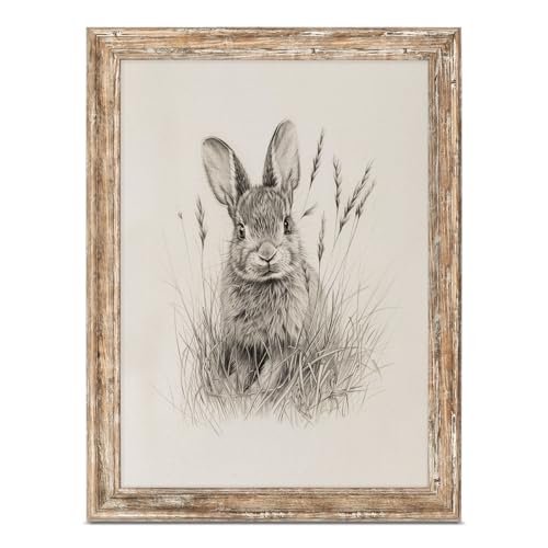 ASTRDECOR Easter Bunny Wall Art 12x16 – Vintage Rabbit Sketch