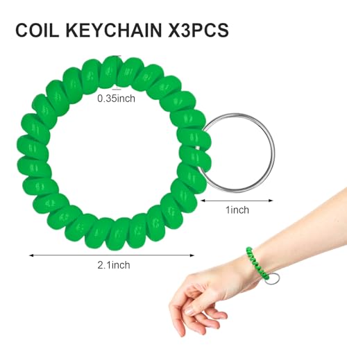Image of TENOC Spiral Coil Keychain, Anti-lost Key Chain Holder Lanyard Cord for Sauna Outdoor Sports and Gym Pool