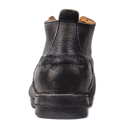 OSSTONE Vintage Black Moto Boots for Men Fashion lace-up Leather Retro Chukka Boots Casual Shoes OS-6015-7-Vintage-US-R3