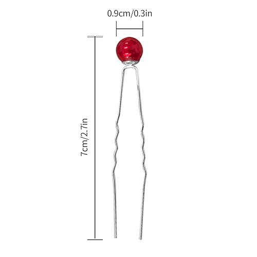 Miniatura 5 de 20 horquillas para el pelo con perlas de boda, pasadores en forma de U, accesorios para novias, damas de honor, mujeres (rojo)