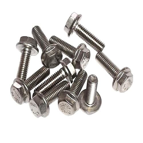 JYTDBCS M6 x 10mm Flanged Hex Bolts Fully Threaded Stainless Steel - Secure Fastening Solution for Various Applications (Pack of 10)