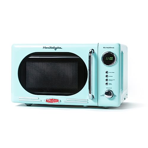 Comparison: Green Microwave 8 Nostalgia Retro Compact Countertop Microwave Oven, 0.7 Cu. Ft. 700-Watts with LED Digital Display, Child Lock, Easy Clean Interior, Aqua