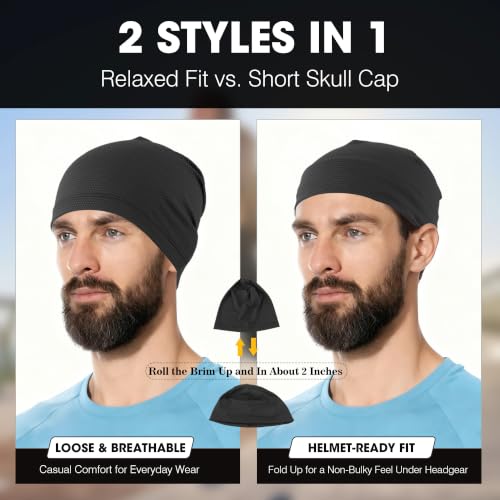 Image of WTACTFUL Cooling Breathable Skull Cap Men Women, Sweat Wicking 1-2-4 Pack | 3D Honeycomb Mesh Lightweight Moisture-Wicking Thin Summer Beanie Head Cover Cap Under Helmet Liner Hard Hat Gym Running