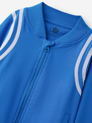 Image of The Souled Store Novel Blue Boys and Baby Boys Long Sleeve Zipper Front Cotton Varsity Jackets