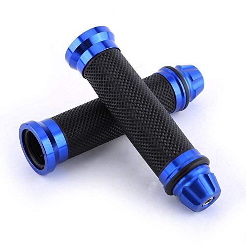 Empu?aduras de manillar, manillar antideslizante de goma y aluminio CNC para bicicleta y motocicleta, di¨¢metro 22 mm (azul)