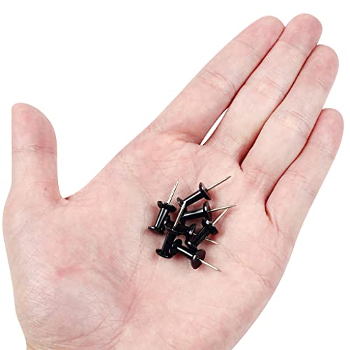 YOYUSH Reißzwecken, Wiederverwendbare Reißnägel Mit Aufbewahrungsbox Aus Solidem Kunststoff, Rostfrei, für Kork, Pinnwand, Schule, Büro, Schwarz, 100 Stück