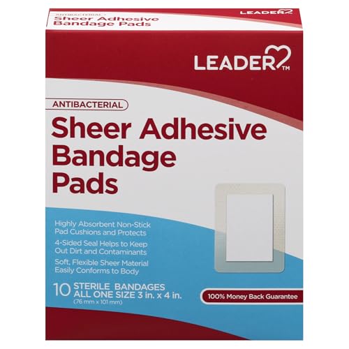 LEADER Sheer Adhesive Bandage Pads, Packs ofBlends with Skin, Highly