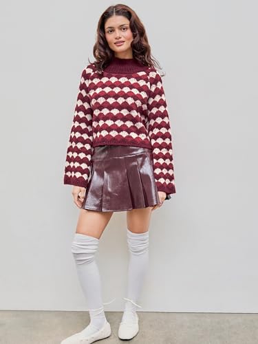 CIDER Wool-Blend Geometric High Neck Sweater3