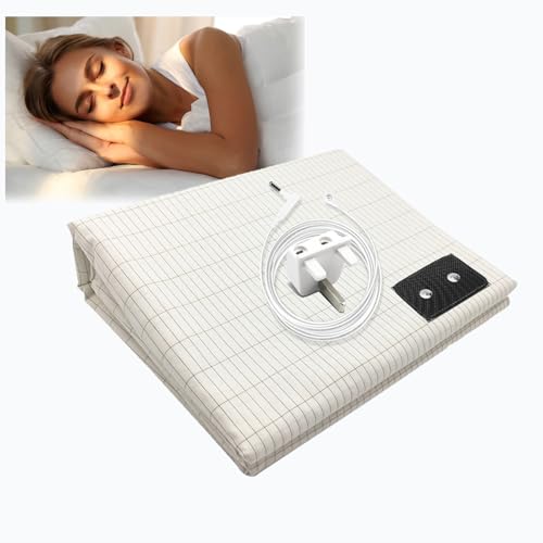 RIQINXIN Silver Fiber Grounding Sheet Conductive Grounding Mat Earthing UK for Better Sleep Bed Sheet Organic Cotton and Healthy Earth Energy Mat 153x203cm RIQINXIN Silver Fiber Grounding Sheet Conductive Grounding Mat Earthing UK for Better Sleep Bed Sheet Organic Cotton and Healthy Earth Energy Mat 153x203cm