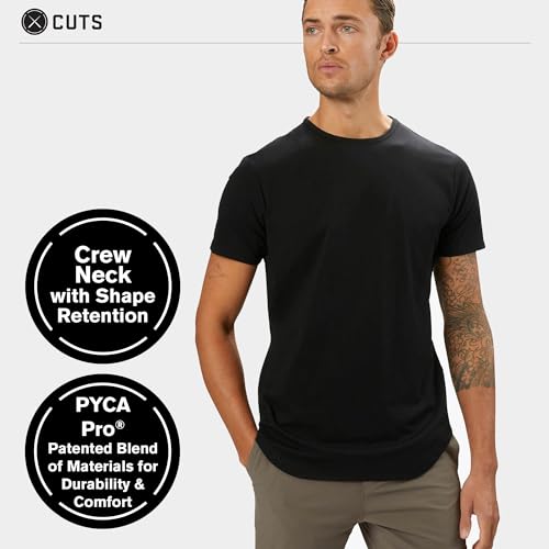 Clothing Men's Premium AO Crew Neck Casual Short Sleeve T-Shirt | Classic Elongated Hem | PYCA Pro Soft Fabric3